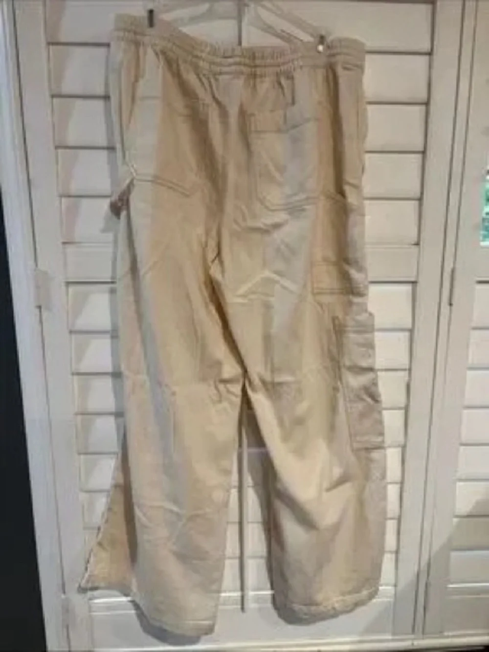 Men's Casual Drawstring Cargo Pants in Cream